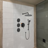 Matte Black Shower System with Shower Head, Hand Shower, Slide Bar, Bodysprays, and Lever Handles