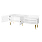 Modern Shoe Storage Bench with Hidden Storage and Upholstered Cushions, White Finish