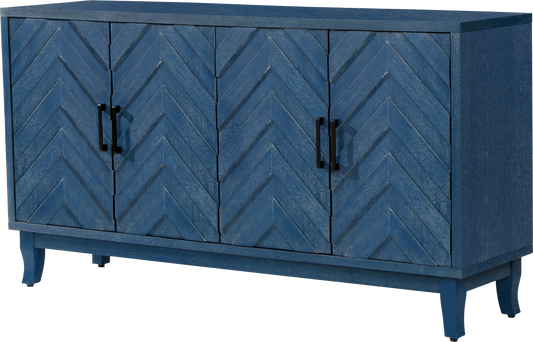 Stronger Vintage Style Buffet Cabinet Lacquered Accent Storage 4 Door Wooden