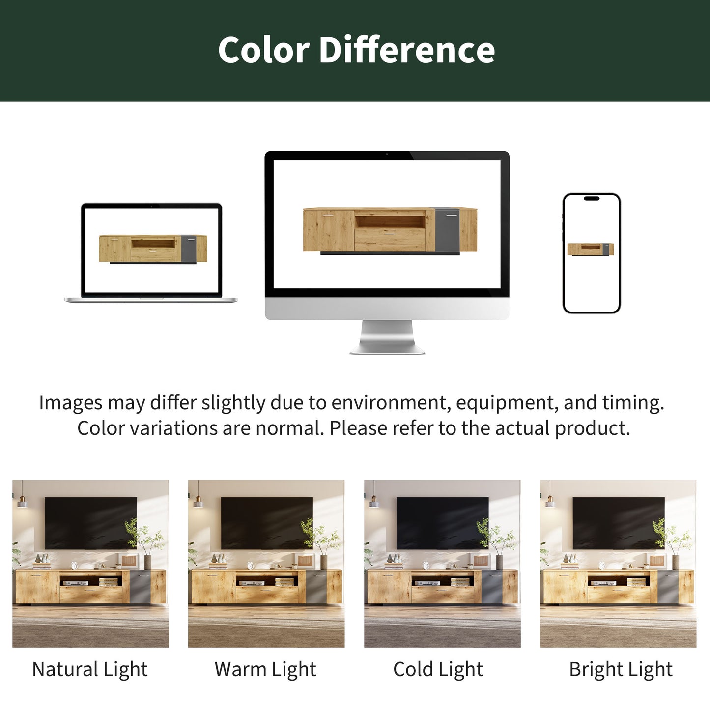 70-Inch Modern TV Stand with 3 Cabinets and Drawers, Entertainment Center for TVs Under 80 Inches