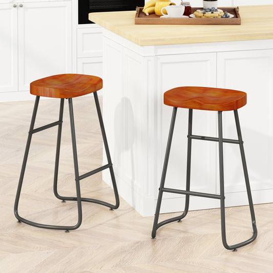 Stylish and Minimalist Bar Stools Set of 2 Counter Height Bar Stools for Kitchen Island Brown