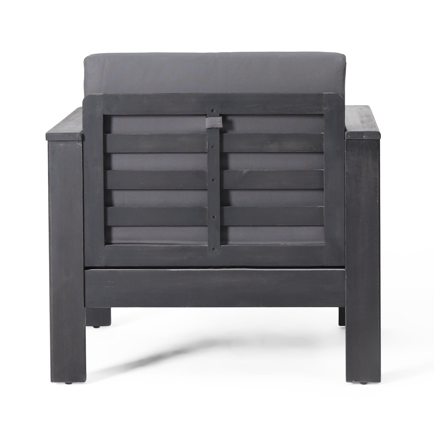 Outdoor Acacia Wood Club Chairs with Cushions, Dark Gray Finish, Perfect for Patios