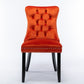 High-end Tufted Solid Wood Contemporary Velvet Upholstered Dining Chair with Wood Legs Nailhead Trim 2-Pcs Set Orange