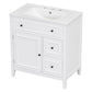 30" Bathroom Vanity with Sink Top, Solid Wood Cabinet with Door and Two Drawers, White