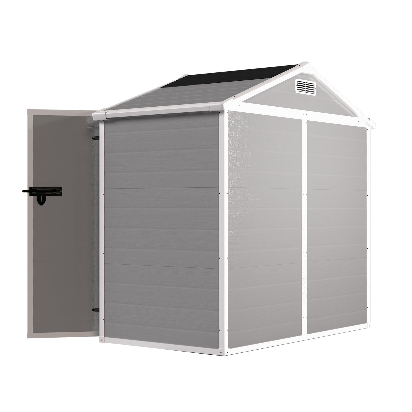 6' x 4.4' Resin Weather Resistant Outdoor Storage Shed with Floor for Garden,Backyard,Pool Tool, Light Grey