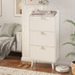 Modern Arc Design Shoe Cabinet With 3 Drawers,Shoe Storage Cabinet for Entryway,Outdoor,White Finish