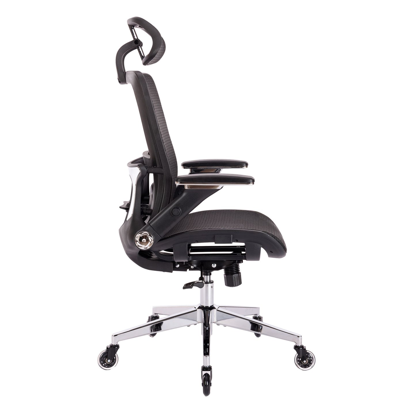 BLACK Ergonomic Mesh Office Chair High Back - Adjustable Headrest with Flip-Up Arms