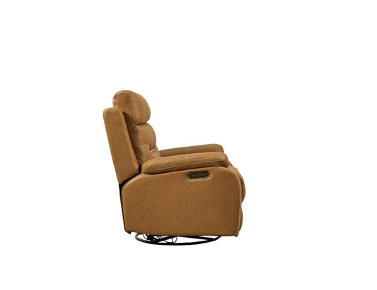 Liyasi Dual OKIN Motor Rocking and 240 Degree Swivel Single Sofa Seat recliner Chair Infinite Position Brown