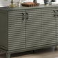 TREXM Side Panel Buffet with 4 Doors, Large Storage Cabinet with Adjustable Shelves and Metal Handles, Antique Gray