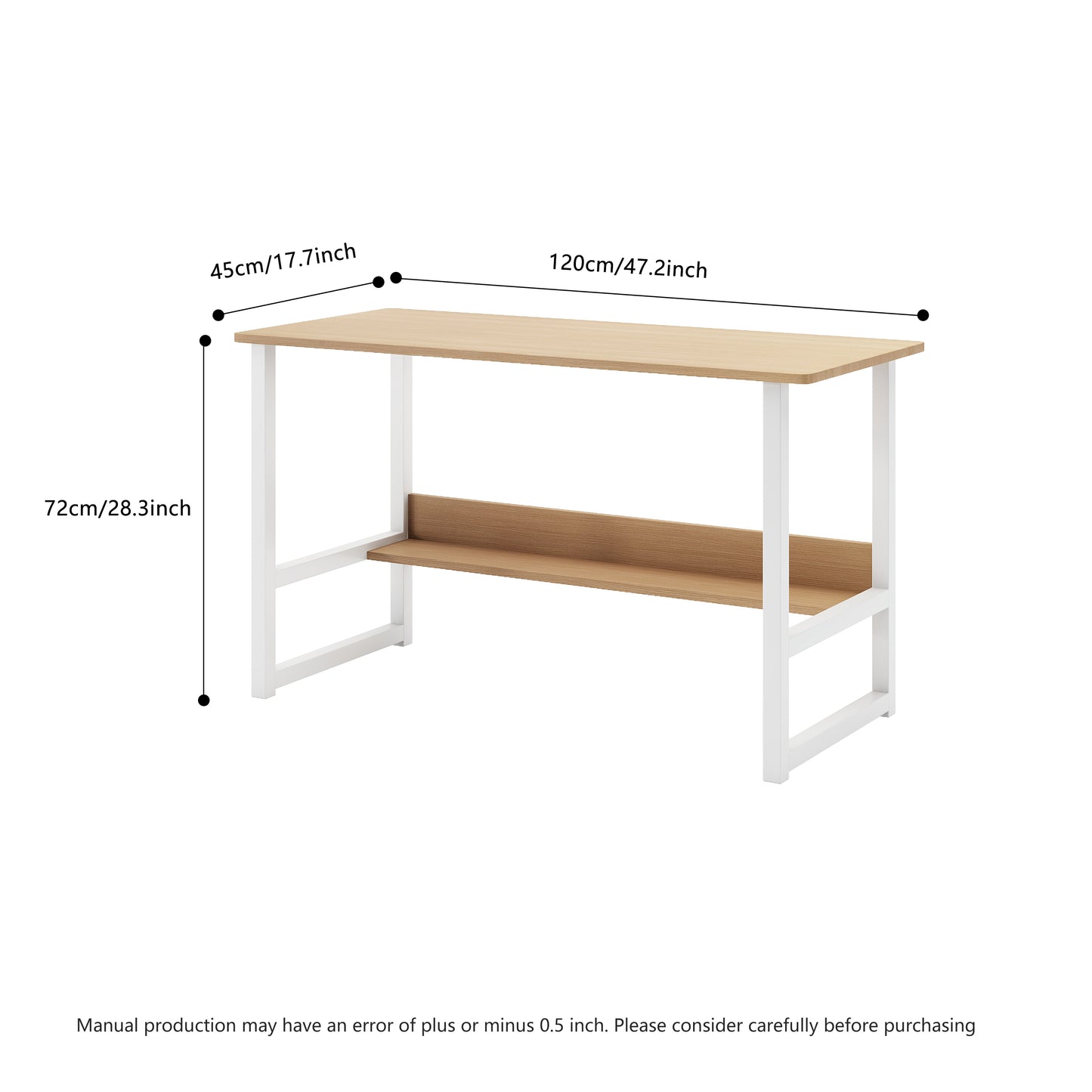 Escritorio de computadora con estante de almacenamiento, diseño simple de madera para dormitorios y oficinas de estudiantes en casa