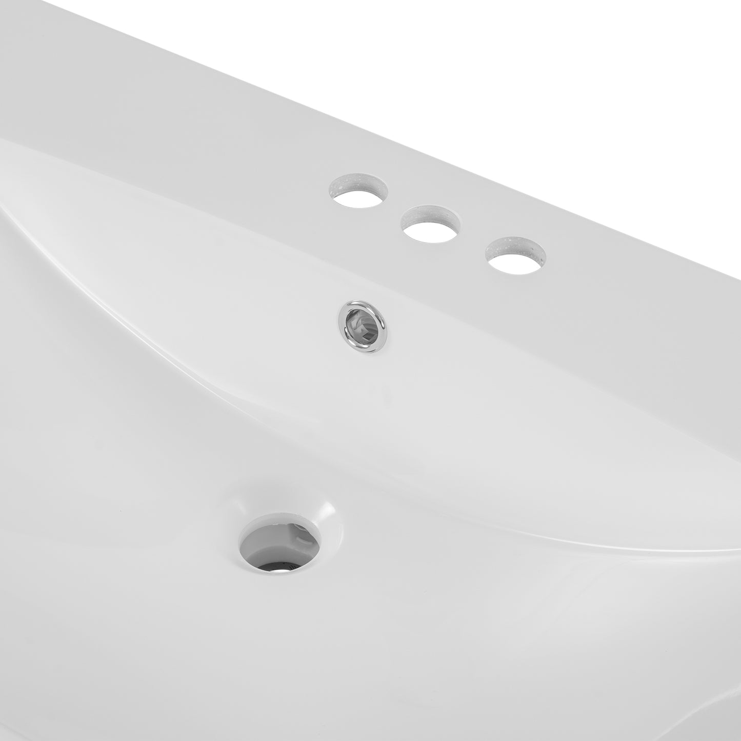 36" Single Bathroom Vanity Top with White Basin, 3-Faucet Holes, Ceramic Finish for Modern Bathrooms