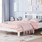 Twin Bed with Column-Decoration Headboard, with Bed Slats,White