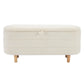 Elegant Upholstered Sherpa Fabric Storage Ottoman with Wood Legs, Storage Bench for Bedroom, Living Room, White