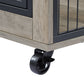 Furniture Style Dog Crate Side Table on Wheels with Double Doors and Lift Top.Grey,38.58''w x 25.5''d x 27.36''h