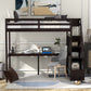 Twin Size Loft Bed with Storage Staircase and Built-in Desk Espresso