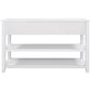 Retro Design Console Table with Two Open Shelves, Pine Solid Wood Frame and Legs, Antique White Finish