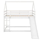 Twin Size Bunk House Bed with Slide and Ladder White