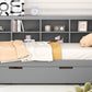 Wooden Twin Size DayBed with Twin Size Trundle, DayBed with Storage Shelf and USB Charging Ports,Grey