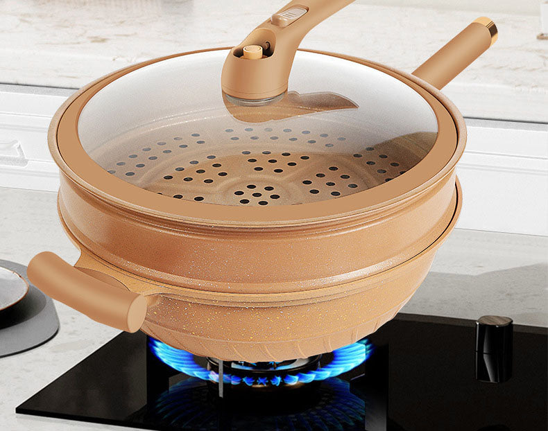 Micro-pressure clay pot non-stick pot household non-stick frying pan die-cast cooking pot