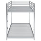 Twin over Twin Metal Bunk Bed, Low Bunk Bed with Ladder Silver