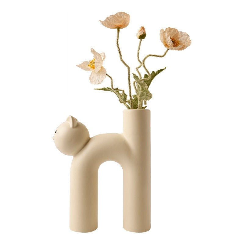 Jarrón tubular con forma de gato para Navidad, creativo y bonito de Behamei, para decoración de escritorio del hogar y la sala de estar