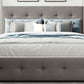 Upholstered Platform Bed with 2 Drawers and 1 Twin XL Trundle Linen Fabric Queen Size - Light Gray