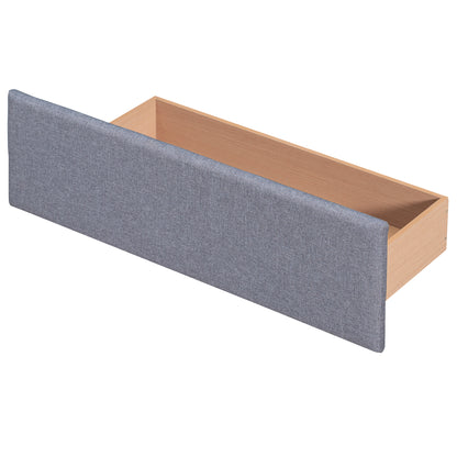 Linen Upholstered Platform Bed with Drawers Dark Gray