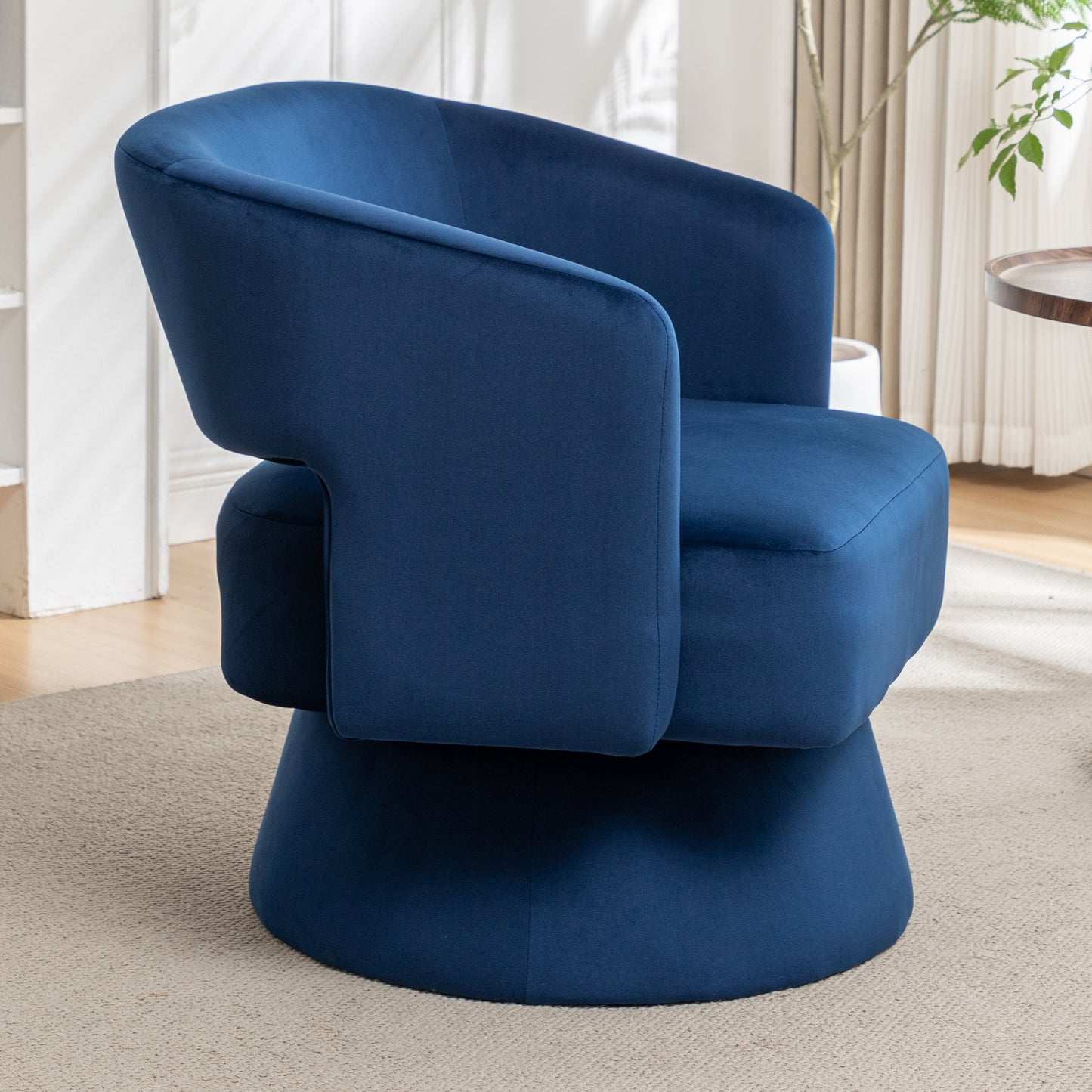 Swivel Barrel Chair, Velvet Accent Armchair 360 Degree Swivel Club Chair for Living Room Bedroom Reception Room