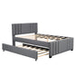 Full Upholstered Platform Bed with Trundle Grey