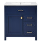 30-Inch Blue Bathroom Vanity with Ceramic Sink and Ample Storage - Ideal Choice for Small Bathrooms