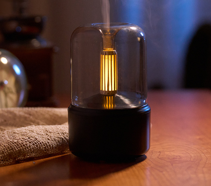 Humidificador de aromaterapia con luz de velas, creativo, con USB, para escritorio