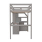 Twin Size Loft Bed with a Stand-alone Bed, Storage Staircase, Desk, Shelves and Drawers, Gray