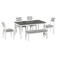 TREXM Classic and Traditional Style 6 - Piece Dining Set, Includes Dining Table  4 Upholstered Chairs & Bench (White+Gray)