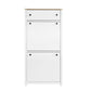 ONTREND ultra-thin shoe cabinet set with 4 flip drawers and adjustable panel top shoe rack, white