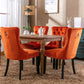 High-end Tufted Solid Wood Contemporary Velvet Upholstered Dining Chair with Wood Legs Nailhead Trim 2-Pcs Set Orange