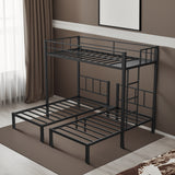 Twin over Twin & Twin Bunk Beds for 3, Twin XL over Twin & Twin Bunk Bed Metal Triple Bunk Bed, Black