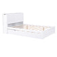 Full Size Storage Platform Bed with Pull Out Shelves and Twin Size Trundle, White