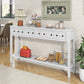 TREXM Rustic Entryway Console Table, 60-Inch Long Sofa Table with Two Drawers and Bottom Shelf, Antique White