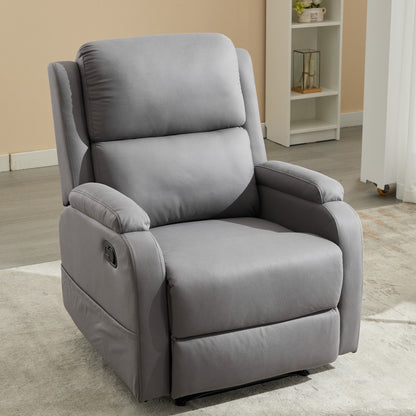 PU leather recliner massage chair with adjustable leg positions at the back, easy to reach side buttons - gray