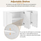 ON-TRANS Cream Shoe Cabinet with 5 Adjustable Solid Wood Legs, Large Storage with Wave Doors, White