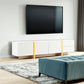 Luxury Fluted TV Stand for TVs Up to 80'', Modern Entertainment Center with Storage Cabinets & Drawer White