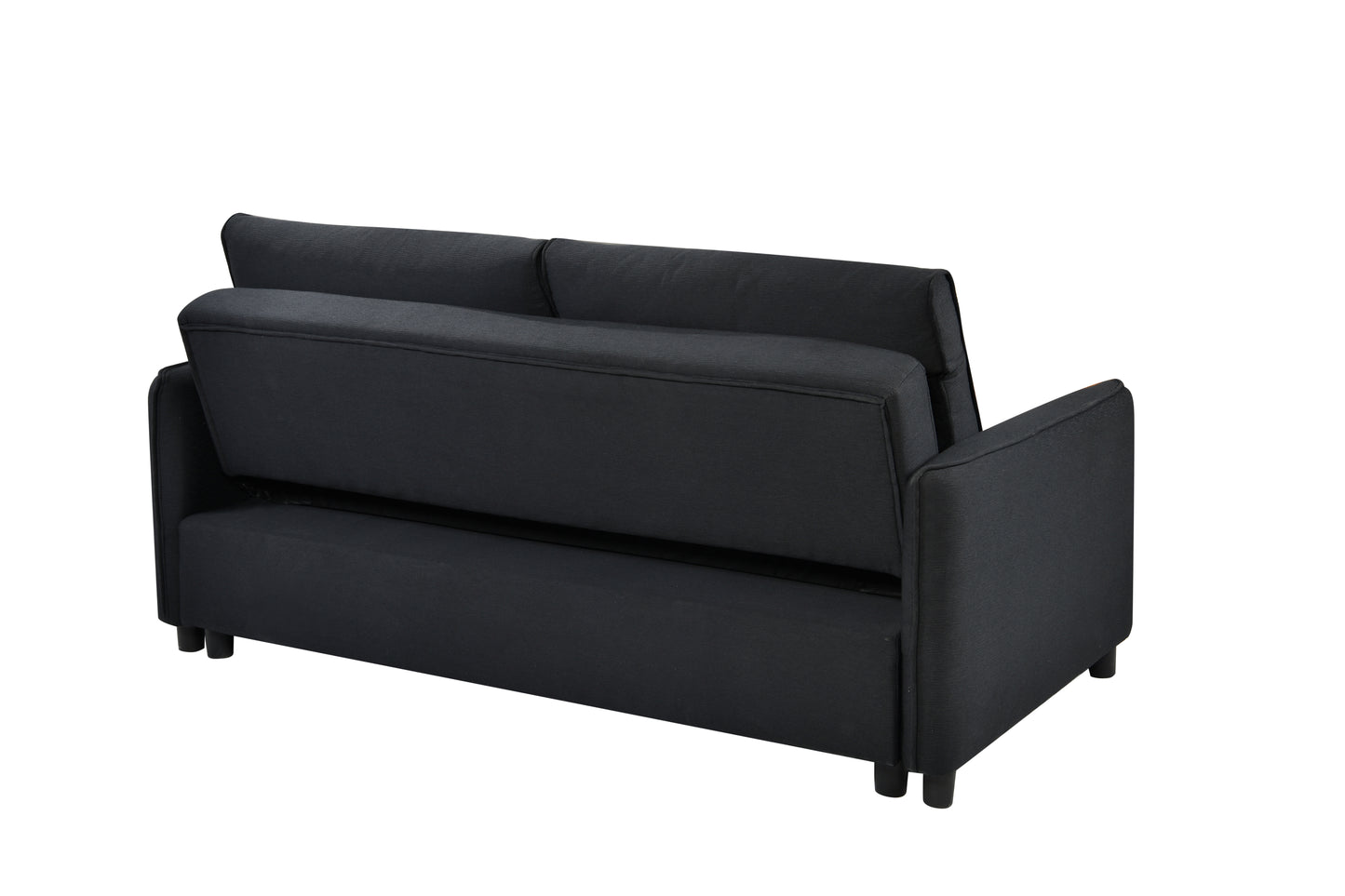 Sofá cama convertible 3 en 1, moderno sofá de dos plazas de tela con cama extraíble, perfecto para espacios pequeños, color negro