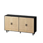 62.20" Elegant 4-Door Rattan Storage Cabinet, Decorative Design for Bedrooms, Living Rooms, and Offices, Black