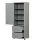 Tall Bathroom Storage Cabinet, Freestanding Storage Cabinet with Two Drawers and Adjustable Shelf, MDF Board , Grey