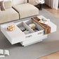 ON-TRANS 31.4 inches x 31.4 inches with sliding tabletop, high gloss center table, hidden storage room white