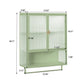 Glass Doors Modern Two-door Wall Cabinet with Featuring Two-tier Enclosed Storage Green