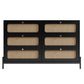 Modern Hemp Vine Wood Closet with 6 Drawers, Dressing Table, and Black Side Panel