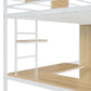 Twin Size Loft bed with L-shape Desk and Wardrobe, White