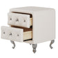 Elegant PU bedside table with 2 drawers and crystal handles, storage with metal legs - white