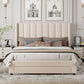 Queen Size Storage Bed Velvet Upholstered Platform Bed with a Big Drawer - Beige